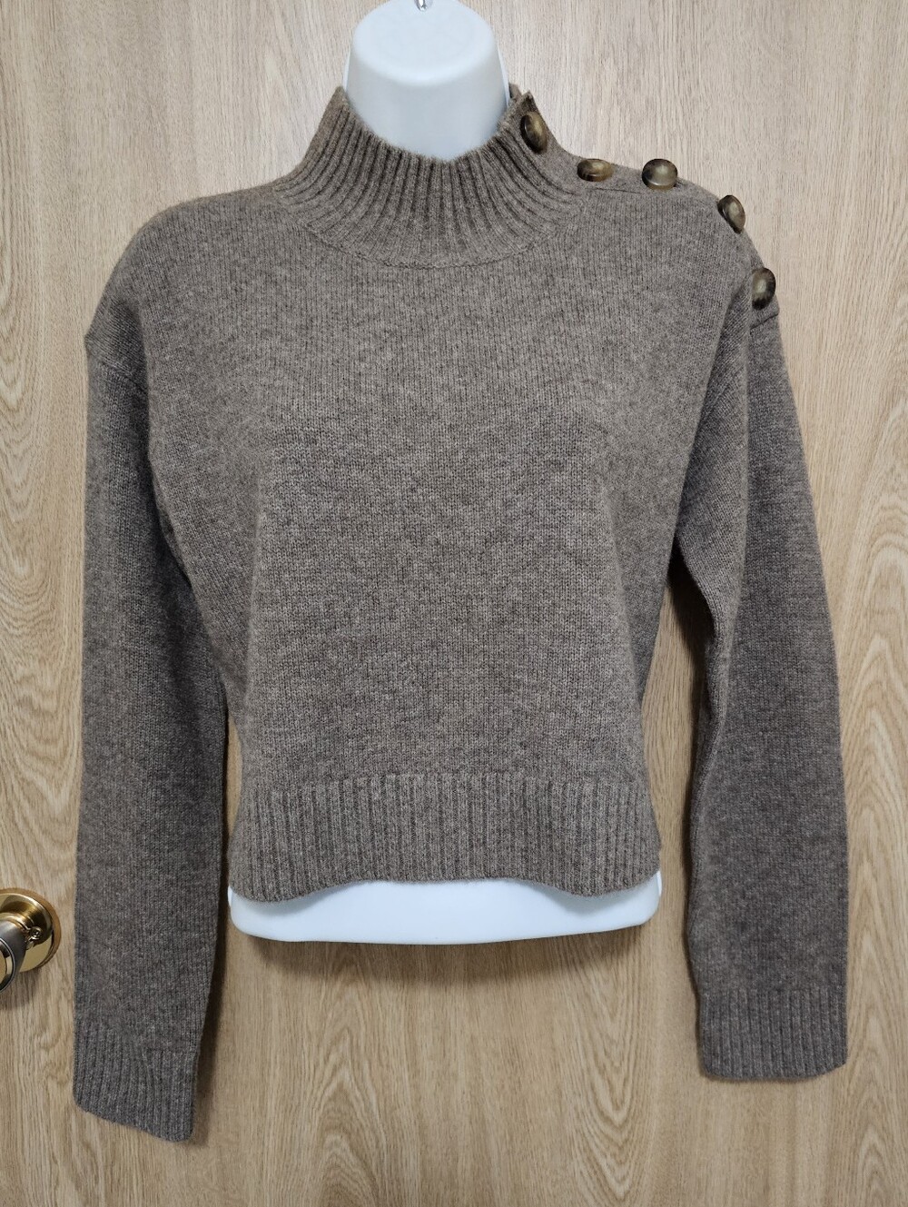 NWT! Sezane Elena 100% Yak Wool Jumper Sweater Taupe Brown Tan Size XS - Picture 6 of 11